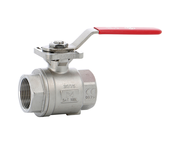 Stainless steel ball valve 733 2-piece body BSP + ISO pad 1/2''